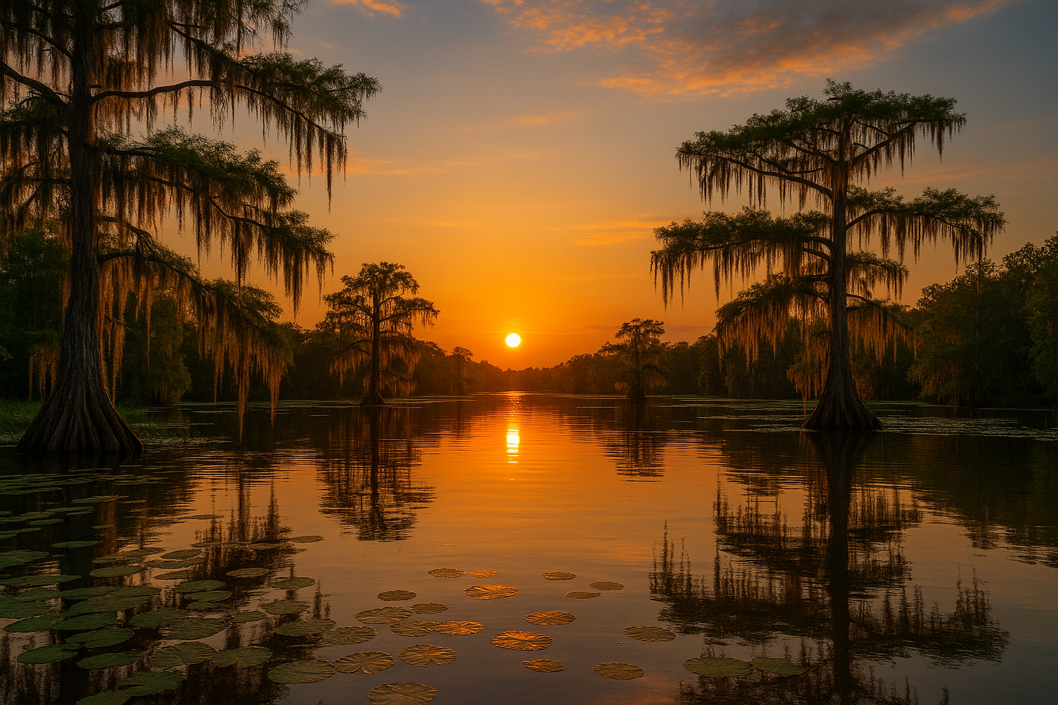 Bayou Scene at Sunset