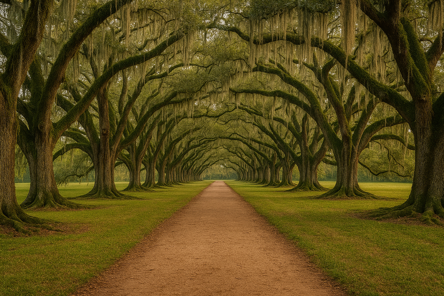 Oak Allee with Spanish Moss